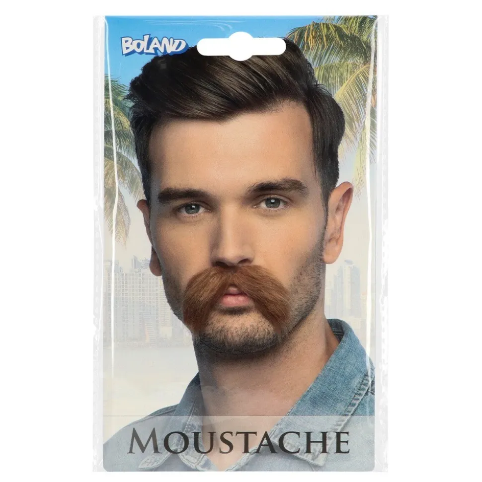 MOUSTACHE BRUN POSTICHE AUTOCOLLANT HOMME