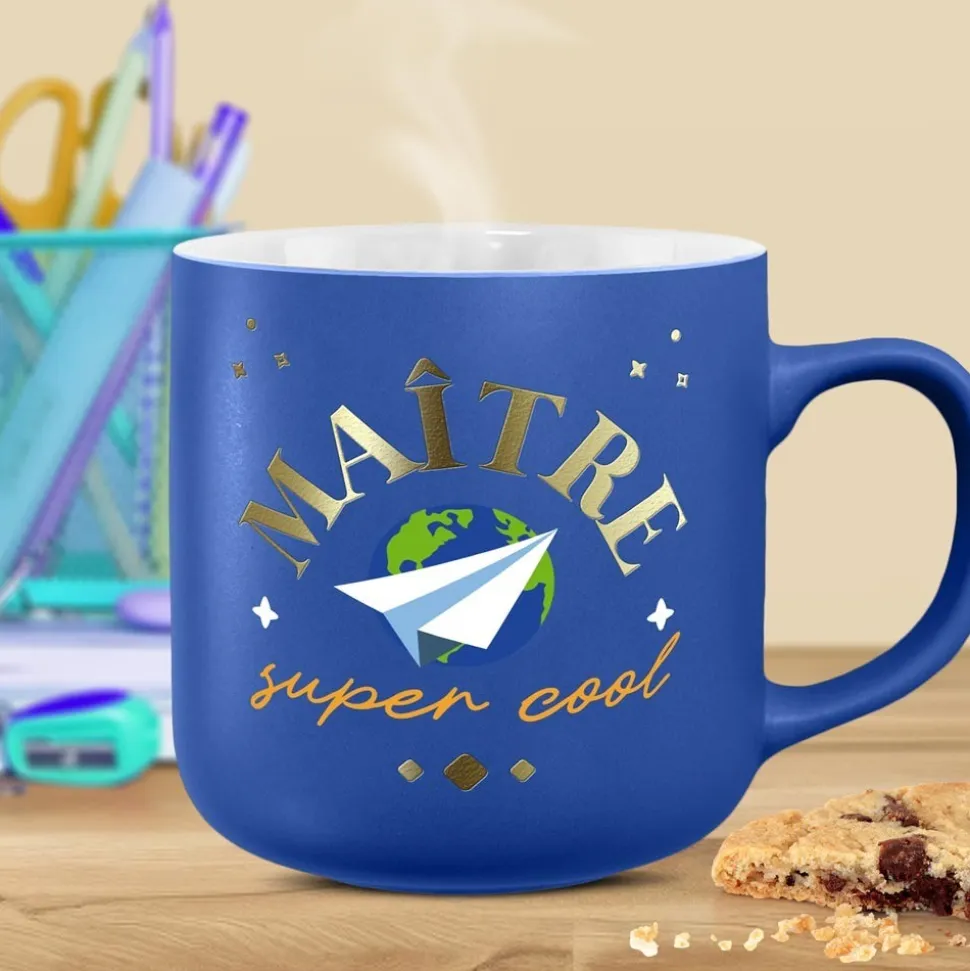 MUG CÉRAMIQUE MAÎTRE SUPER COOL 40CL BLEU MAT