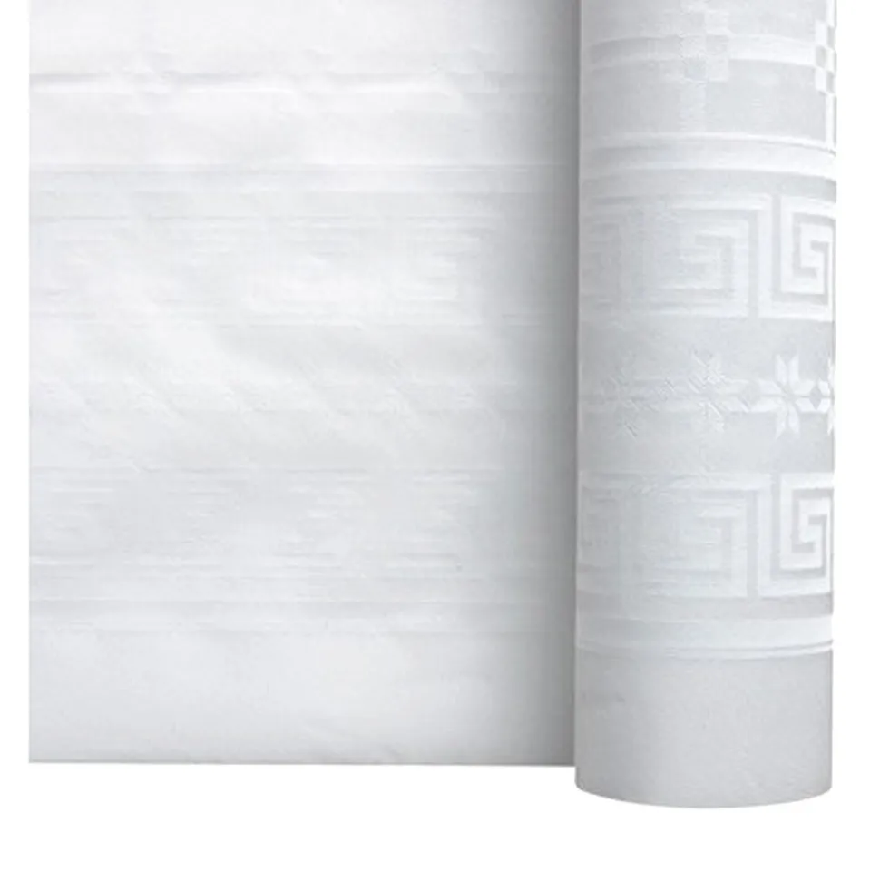 NAPPE PAPIER DAMASSÉ 100X1.18M BLANC