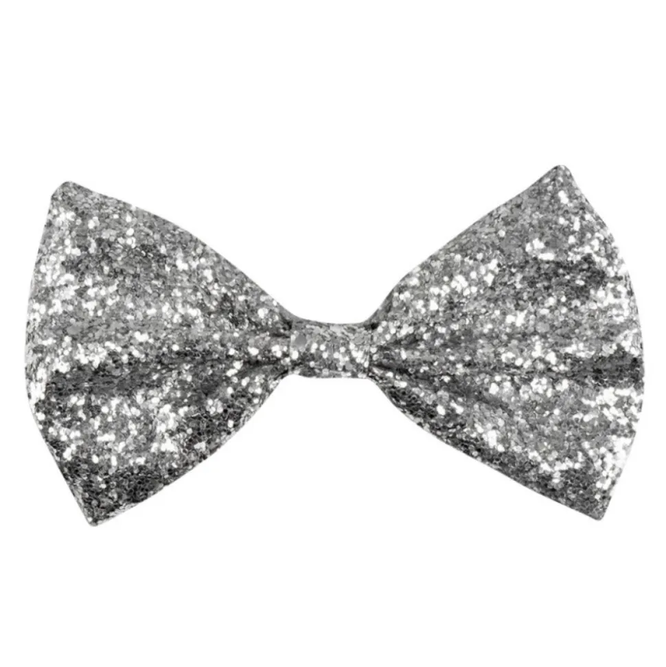 NOEUD PAPILLON ARGENT PAILLETÉ ADULTE