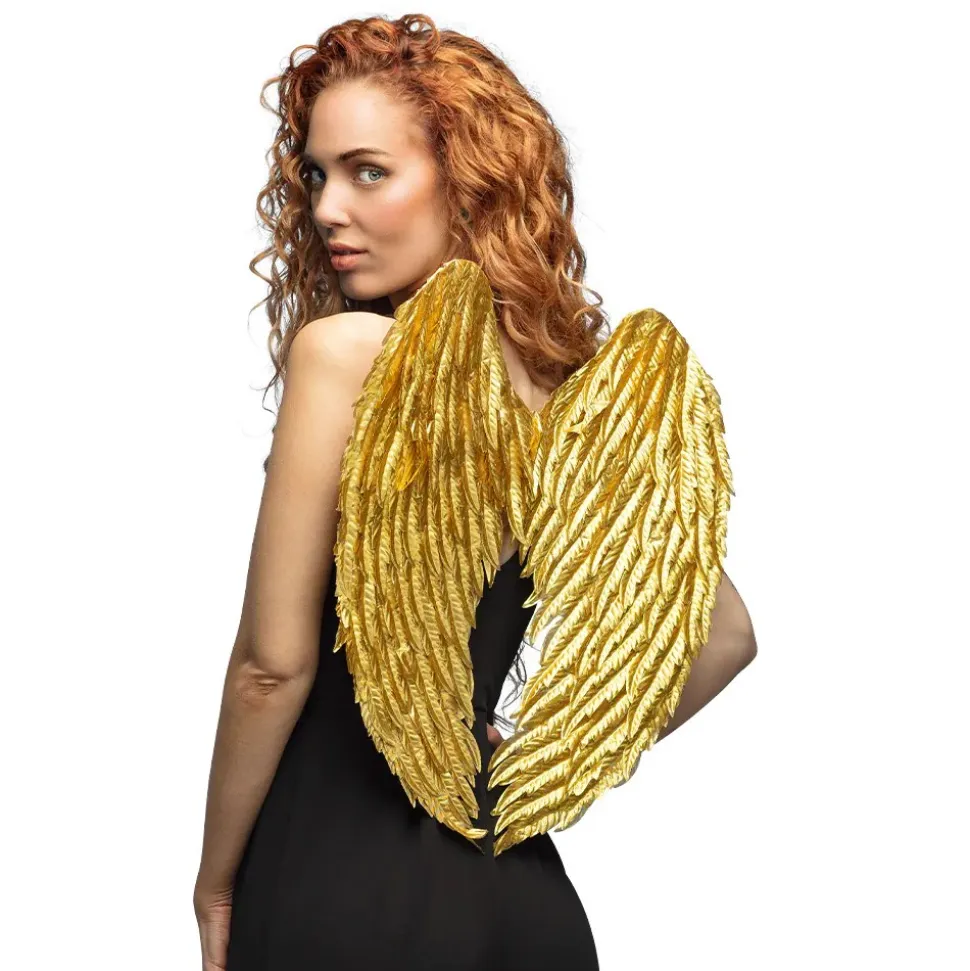 PAIRE D'AILES ANGE GLAMOUR PLUMES 50X55CM OR