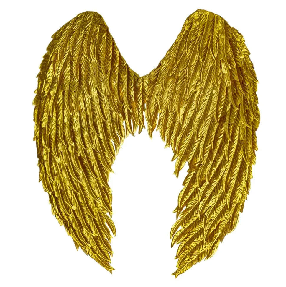 PAIRE D'AILES ANGE GLAMOUR PLUMES 50X55CM OR
