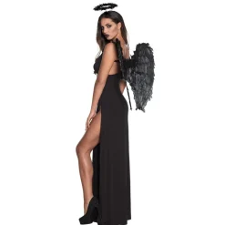 PAIRE D'AILES D'ANGE PLIÉES PLUMES 65X65CM NOIR