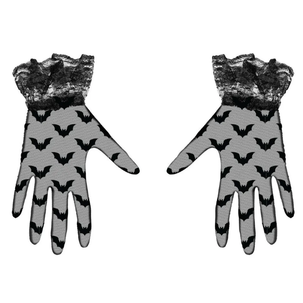 PAIRE DE GANTS DENTELLE CHAUVE-SOURIS 22CM NOIR