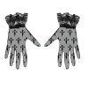 PAIRE DE GANTS DENTELLE CROIX GOTHIQUE 22CM NOIR