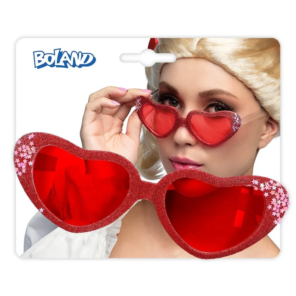 PAIRE DE LUNETTES CUR ROUGE PAILLETÉ STRASS FEMME