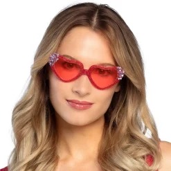 PAIRE DE LUNETTES CUR ROUGE PAILLETÉ STRASS FEMME