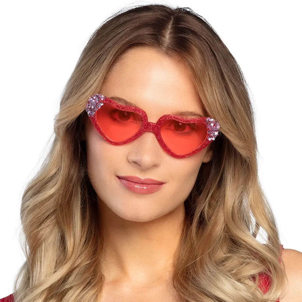 PAIRE DE LUNETTES CUR ROUGE PAILLETÉ STRASS FEMME
