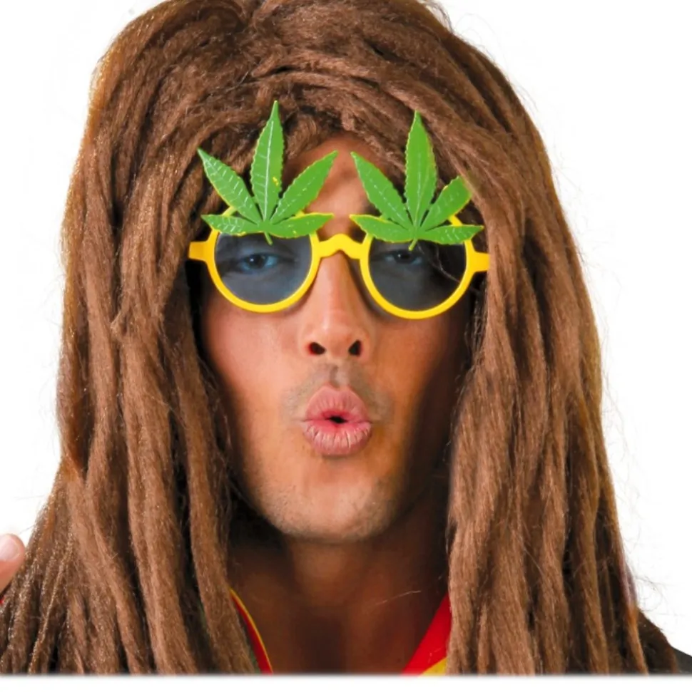 PAIRE DE LUNETTES FANTAISIE RASTA FEUILLES CHANVRE