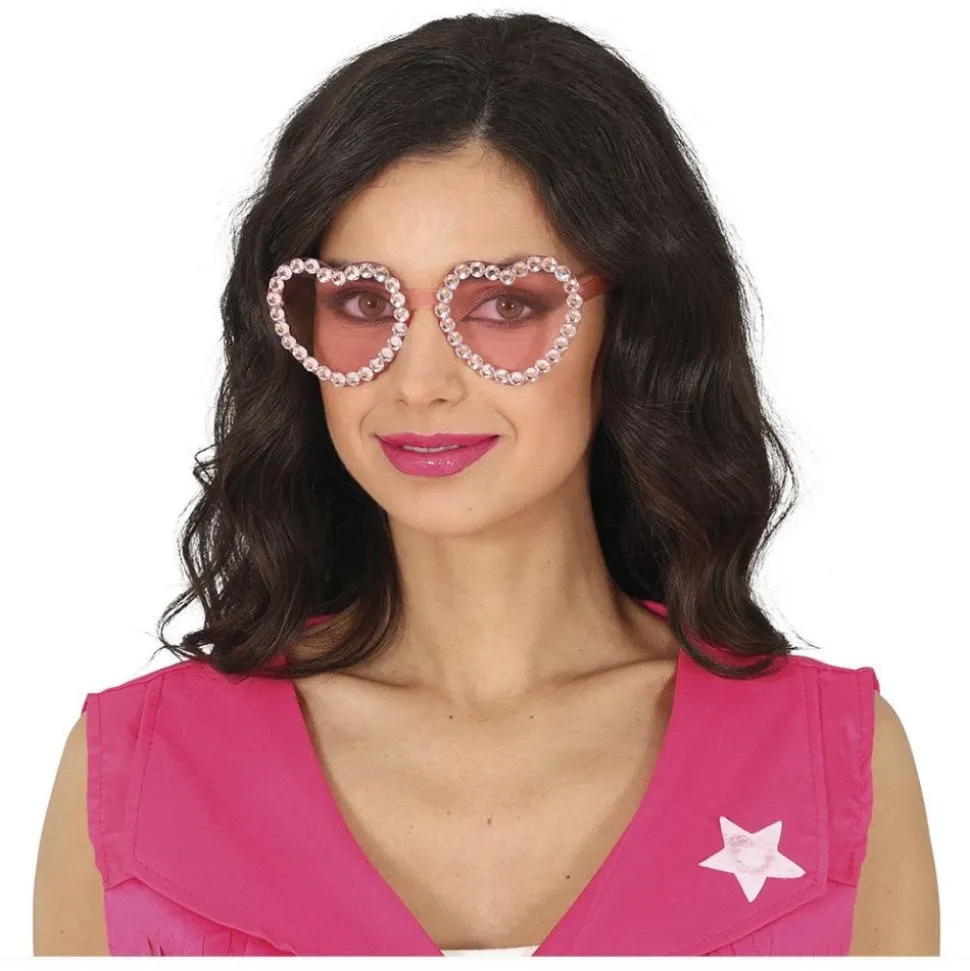 PAIRE DE LUNETTES FESTIVES CUR STRASS ROSE ADULTE