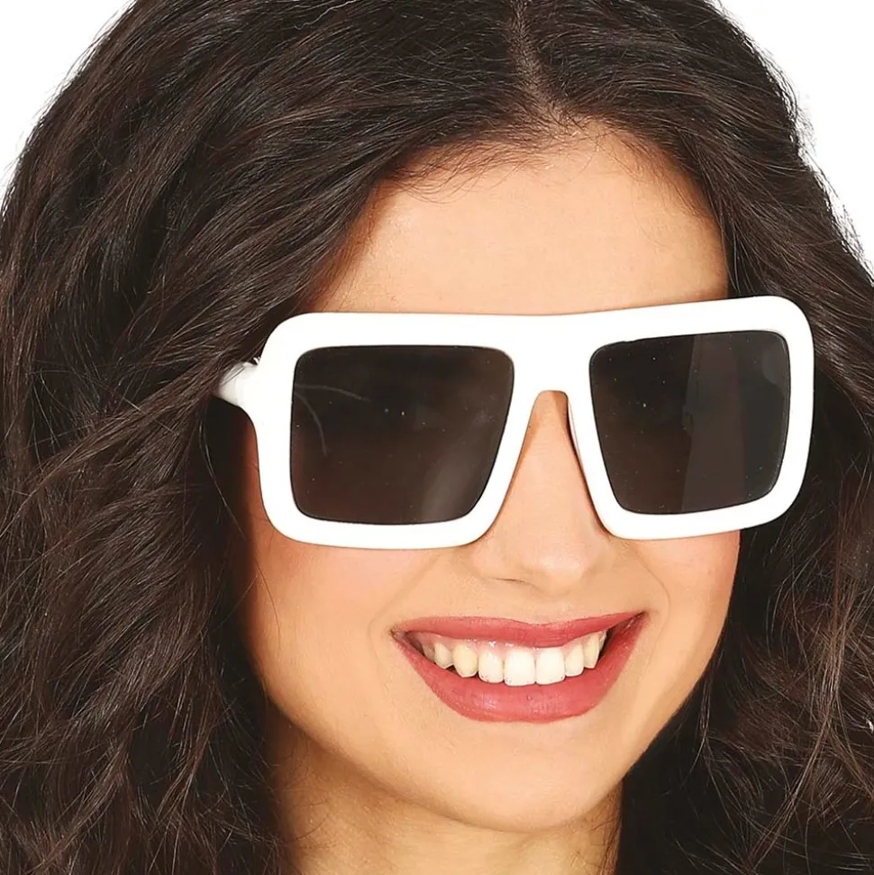 PAIRE DE LUNETTES SOLEIL PVC CARRÉES BLANC ADULTE