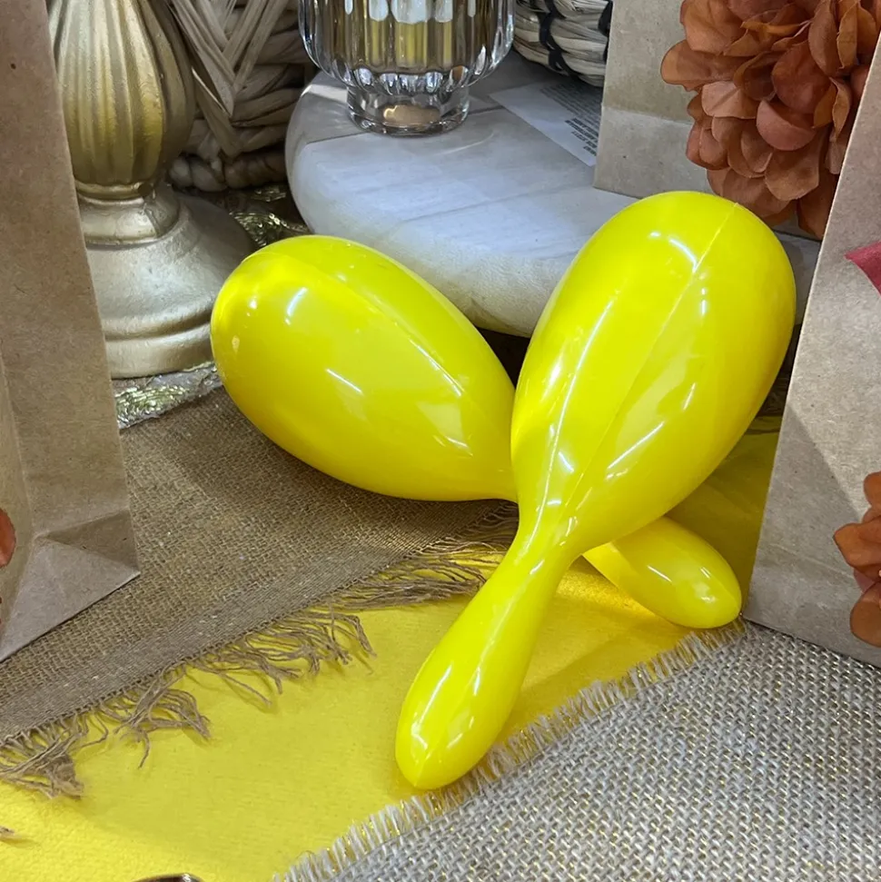 PAIRE DE MARACAS PLASTIQUE COLORÉ 18CM