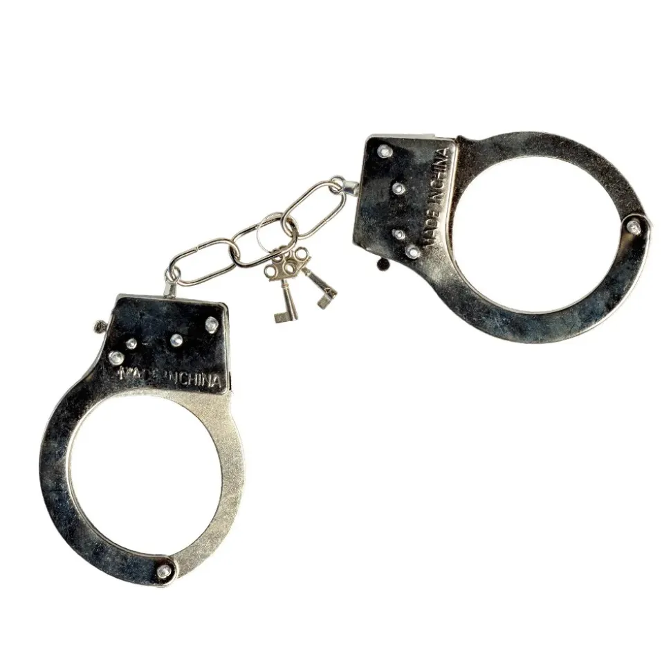 PAIRE DE MENOTTES MÉTAL STRASS ARGENT ADULTE