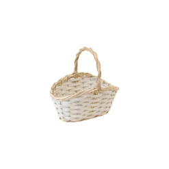PANIER OVALE OSIER TRESSÉ 25X19X14CM NATURE BLANC