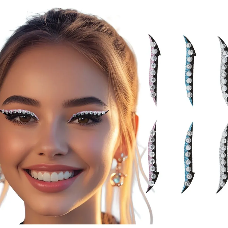 6 PAUPIÈRES PAILLETÉ STRASS BIJOUX ADHÉSIFS FEMME