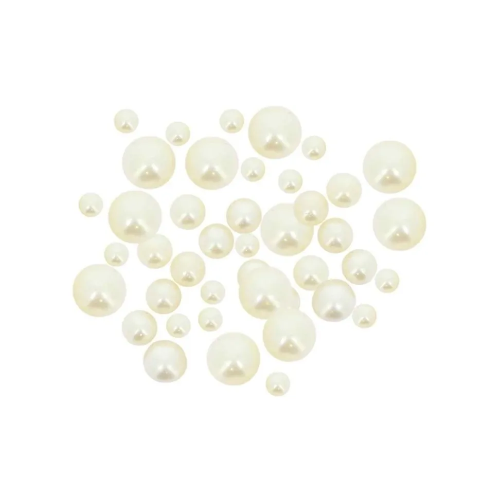 50 PERLES DÉCORATIVES 0.5-1CM BLANC NACRÉ