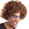 PERRUQUE AFRO GROOVE CHEVEUX BOUCLÉS BRUN ADULTE