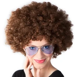 PERRUQUE AFRO GROOVE CHEVEUX BOUCLÉS BRUN ADULTE