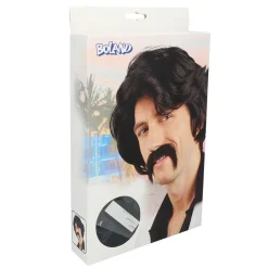 PERRUQUE CHUCK MOUSTACHE NOIR HOMME