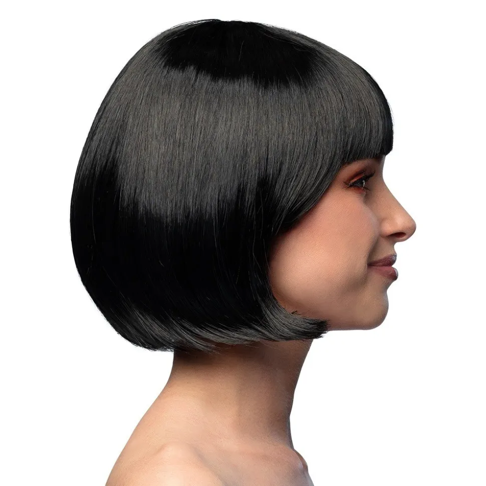 PERRUQUE COUPE CHEVEUX CARRÉ FRANGE NOIR FEMME