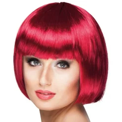 PERRUQUE COUPE CHEVEUX CARRÉ FRANGE ROUGE FEMME