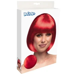 PERRUQUE COUPE CHEVEUX CARRÉ FRANGE ROUGE FEMME