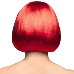 PERRUQUE COUPE CHEVEUX CARRÉ FRANGE ROUGE FEMME