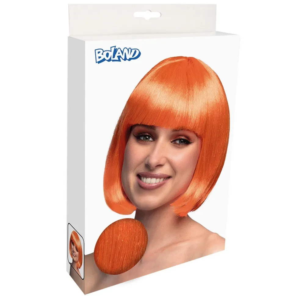 PERRUQUE COUPE CHEVEUX CARRÉ FRANGE ORANGE FEMME