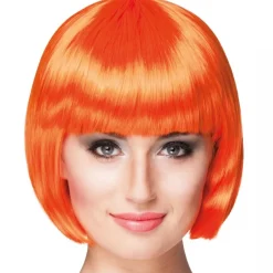 PERRUQUE COUPE CHEVEUX CARRÉ FRANGE ORANGE FEMME