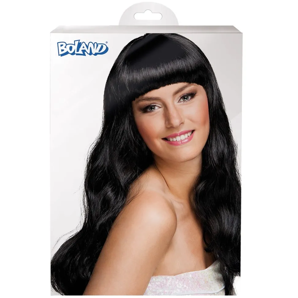 PERRUQUE GLAMOUR CHEVEUX LONGS ONDULÉS NOIR FEMME