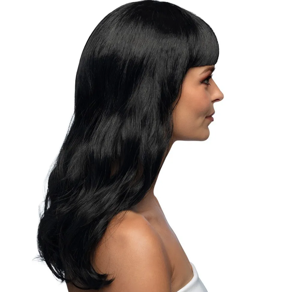 PERRUQUE GLAMOUR CHEVEUX LONGS ONDULÉS NOIR FEMME