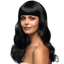 PERRUQUE GLAMOUR CHEVEUX LONGS ONDULÉS NOIR FEMME