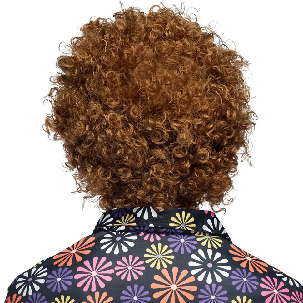 PERRUQUE HIPPIE GROOVE BOUCLES BRUN BANDEAU ADULTE