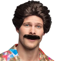 PERRUQUE MOUSTACHE CHÂTAIN MAGNUM HOMME
