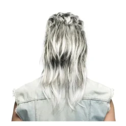 PERRUQUE MULET PUNK GRIS ANNÉES 80 HOMME