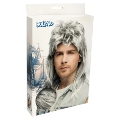 PERRUQUE MULET PUNK GRIS ANNÉES 80 HOMME