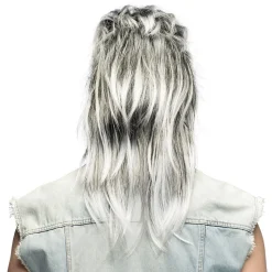 PERRUQUE MULET PUNK GRIS ANNÉES 80 HOMME