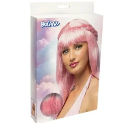 PERRUQUE PAILLETTES COURONNE TRESSE ROSE FEMME