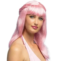PERRUQUE PAILLETTES COURONNE TRESSE ROSE FEMME