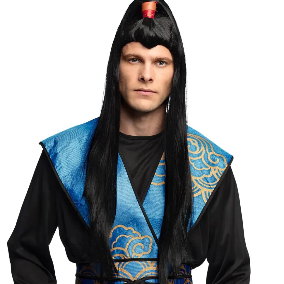 PERRUQUE SAMOURAÏ GUERRIER ASIATIQUE NOIR HOMME
