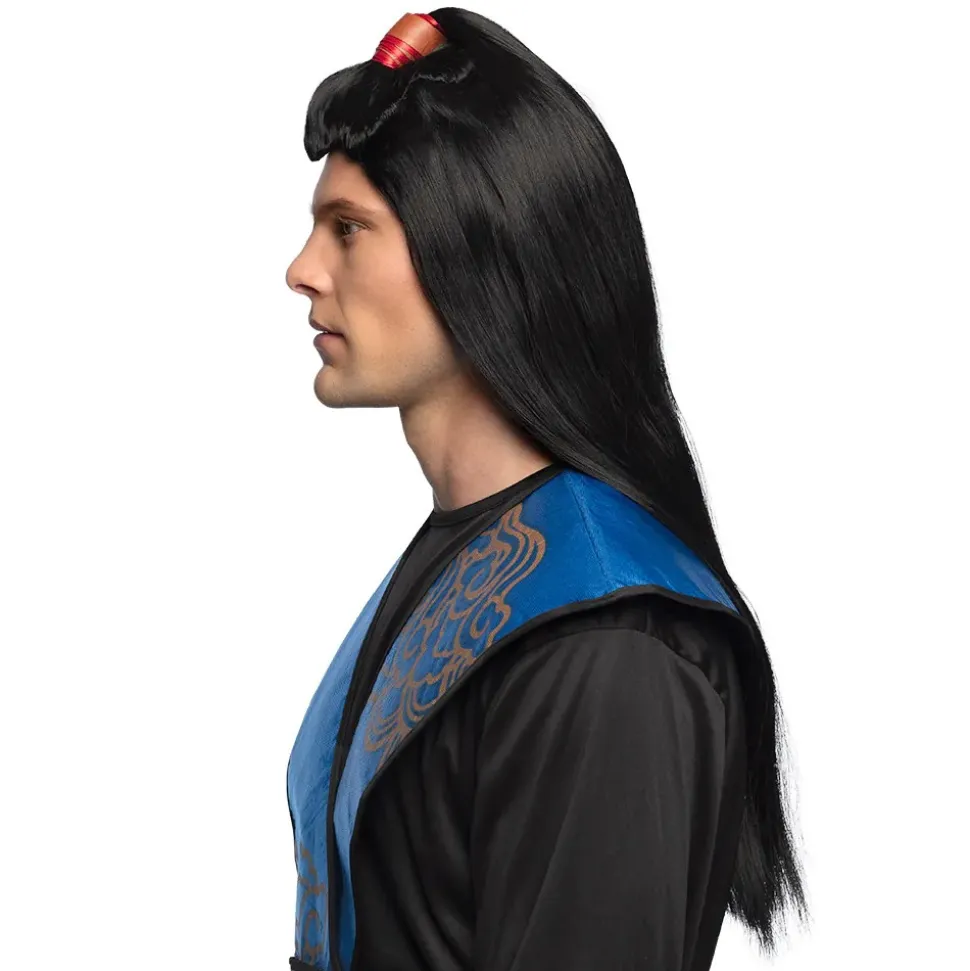 PERRUQUE SAMOURAÏ GUERRIER ASIATIQUE NOIR HOMME