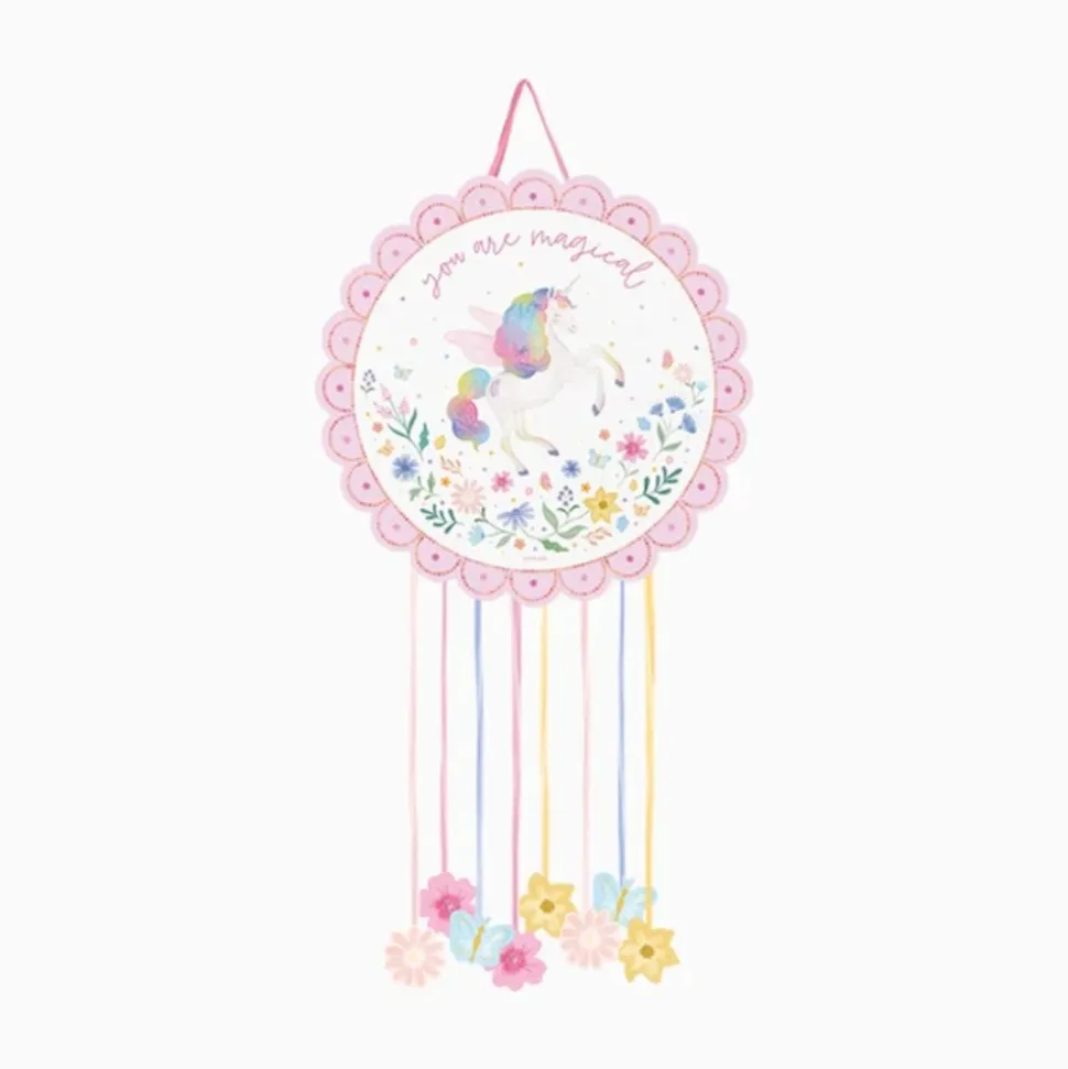 PIÑATA À TIRER LICORNE MAGIQUE IRISÉ 42CM ROSE