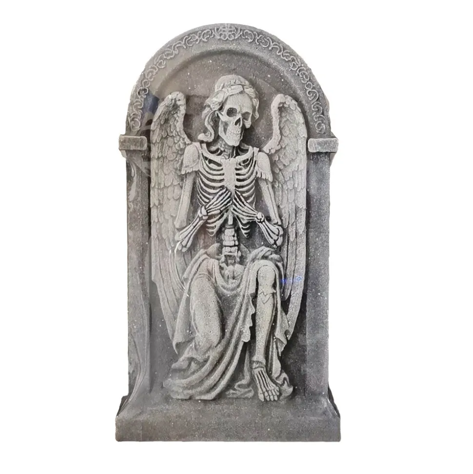 PIERRE TOMBALE ANGE POLYSTYRÈNE 90X50CM GRIS