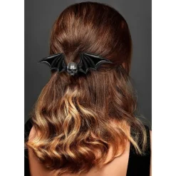 PINCE À CHEVEUX FANTAISIE CRÂNE CHAUVE-SOURIS 13CM