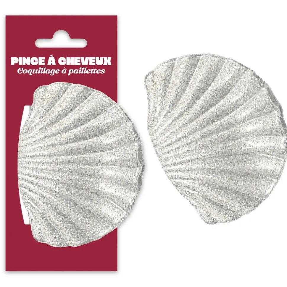 PINCE CHEVEUX PÉTONCLE PLAGE PAILLETTES BLANC