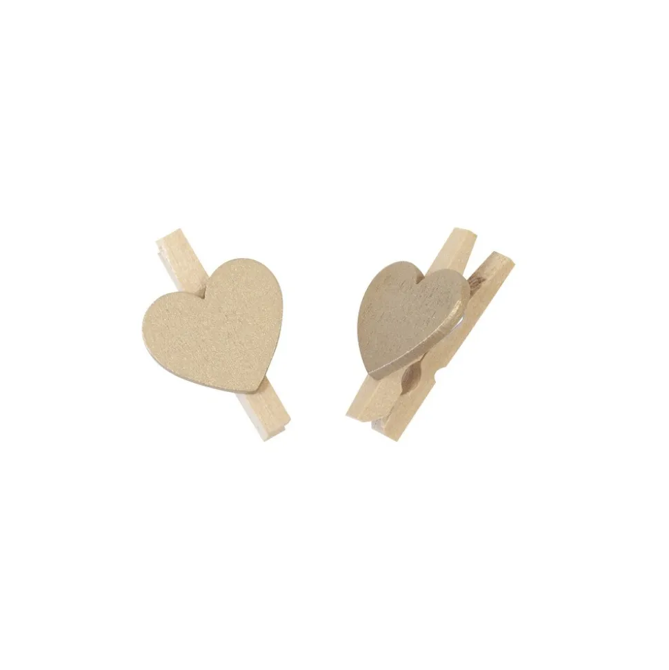 10 PINCES BOIS MOTIF CUR 2.6X1.7CM CHAMPAGNE