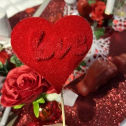 PIQUE CUR VELOUTÉ LOVE 10CM 30CM ROUGE