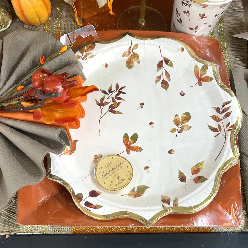 PIQUET CITROUILLES FEUILLES DE CHÊNE 19CM ORANGE
