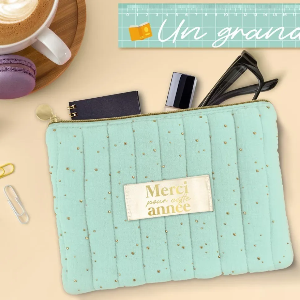 POCHETTE GAZE DE COTON MERCI ANNÉE 24CM