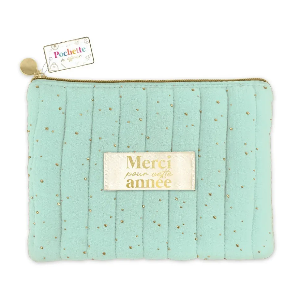 POCHETTE GAZE DE COTON MERCI ANNÉE 24CM
